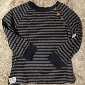 Chaps Striped Boat Neck Top with Metal Details